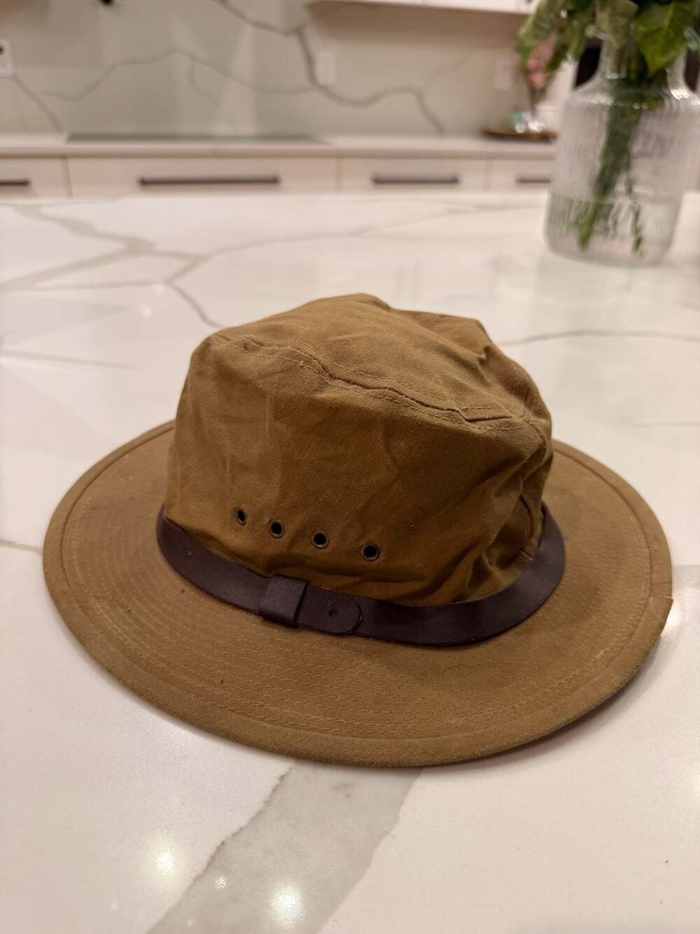 Filson Tin Cloth Packer Hat, Tan Waxed Cotton